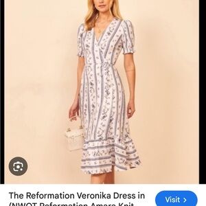 Reformation Veronika Blue and White Floral Dress